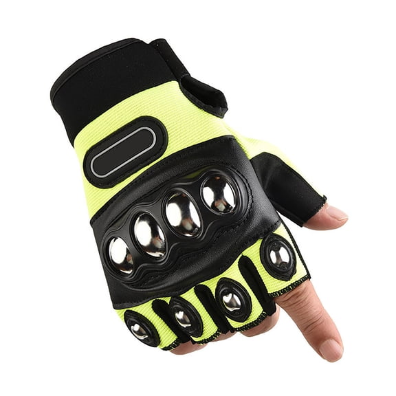 Mens Half Finger Weight Lifting Workout Glove Adult Fingerless Fitness Driving Glove Non-Slip Breathable Outdoor Motorcycle Camping Mitten Air Flow Steel Knuckle Touchscreen
