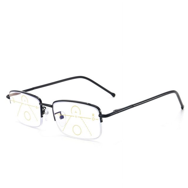 Mens Half Frame Reading Glasses Metal Progressive Multifocal Readers