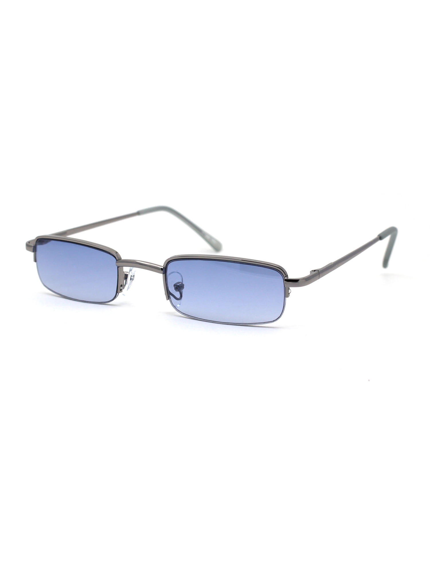 Mens Half Metal Rim Dad Shade Small Rectangle Sunglasses Mens Half Metal Rim Dad Shade Small Rectangle Sunglasses