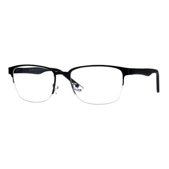 Mens Half Metal Rim Powered Bifocal Reading Eyeglasses All Black 3.0
