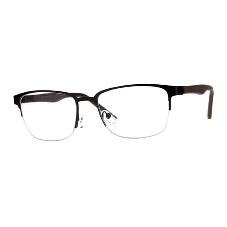 Mens Half Metal Rim Powered Bifocal Reading Eyeglasses Copper Brown 2.0