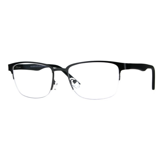 Mens Half Metal Rim Powered Bifocal Reading Eyeglasses Gunmetal Black 1.5