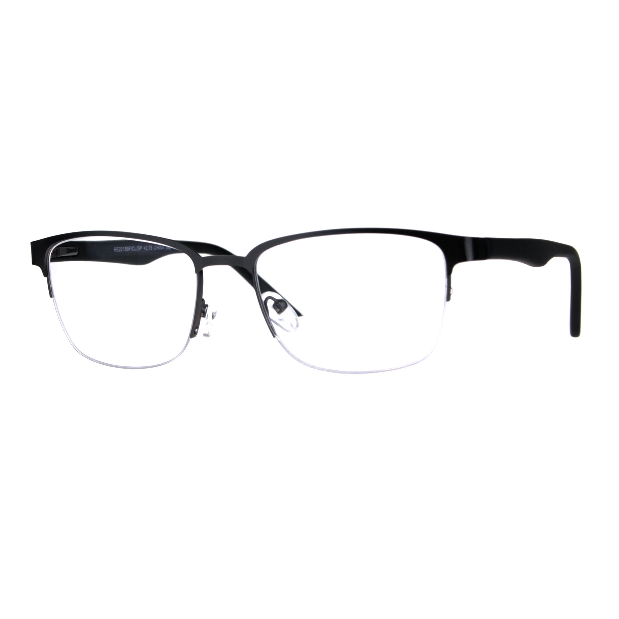 Mens Half Metal Rim Powered Bifocal Reading Eyeglasses Gunmetal Black 3 ...