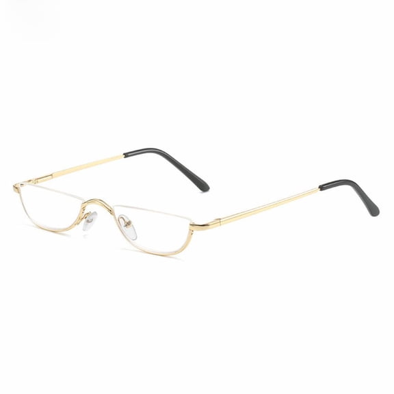 Mens Half Moon Spring Hinge Reading Glasses 2.5 Womens Fashion Gold Classic Readers +2.5