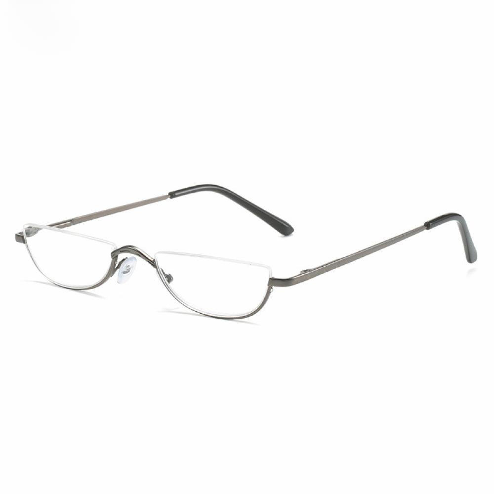 Mens half moon spring hinge reading glasses 3 0 womens fashion gunmetal