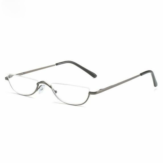 Mens Half Moon Spring Hinge Reading Glasses 3.0 Womens Fashion Gunmetal Classic Readers +3.0