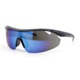 thumbnail image 1 of Mens Half Rim Color Mirror Wrap Around Oversized Shield Sport Sunglasses Black - Blue Mirror, 1 of 4