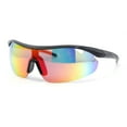 thumbnail image 1 of Mens Half Rim Color Mirror Wrap Around Oversized Shield Sport Sunglasses Black - Rainbow Mirror, 1 of 4