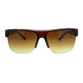 thumbnail image 1 of Mens Half Rim Flat Top Rectangle Horn Rim Hipster Sunglasses All Brown, 1 of 4