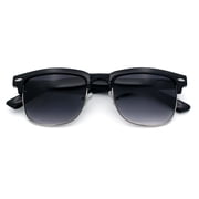 Mens Half rim Rectangular Luxury Hipster Shade Sunglasses Black - Smoke