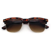 Mens Half rim Rectangular Luxury Hipster Shade Sunglasses Tortoise - Brown