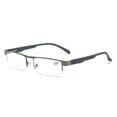 thumbnail image 1 of Mens Half Rimless Blue Light Blocking Rectangle Reading Glasses +2.0, Metal Gunmetal Spring Hinges Classic Readers 2.0, 1 of 5