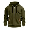thumbnail image 1 of Mens Half Zip Hoodies, Long Sleeve Pullover for Men Big and Tall Casual Solid Color Hooded Sweatshirts Fall Clothes with Zipper Pockets, 1 of 4