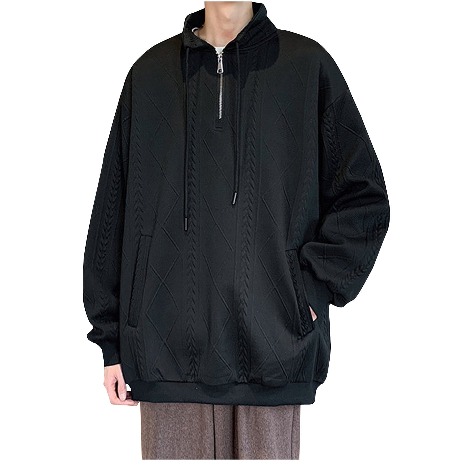Men's Breathable 100% Cotton Stand Collar Long Sleeve Popover Shirt