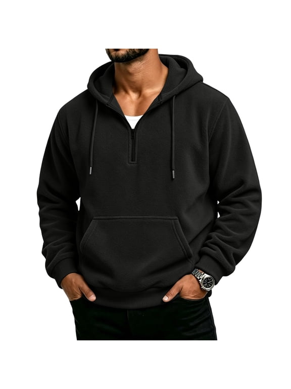 Mens Half Zip Up Hoodie Long Sleeve Fashion Hooded Pullover Sweatshirts Casual Hoodies Comfortable Soft Jackets with Pockets