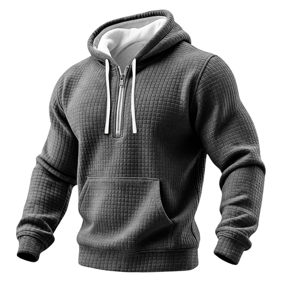 Mens Half Zip Up Hoodie Long Sleeve Fashion Hooded Sweatshirt Loose Fit Hoodies Workout Gym Jackets with Pockets