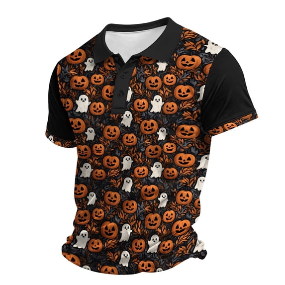 IAJDKMEK Halloween Men's Polo Short SleeveShirt - Button-Down Soft Knit Shirt, Lightweight Summer Shirt for Party, Golf, Daily Wear & Costume Events,Earthy Yellow M