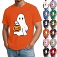 thumbnail image 1 of Mens Halloween Costume Cute Ghost Print Halloween Shirts Plus Size Short Sleeve Holiday Halloween Tees, 1 of 5