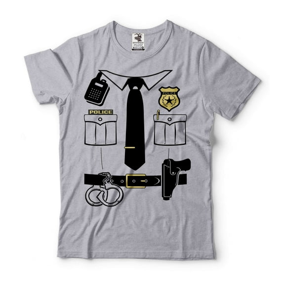Mens Halloween Funny Shirt Police Costume Halloween Police Shirts Police Man Officer Gifts (Large Grey)