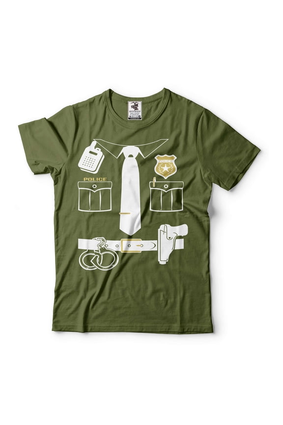 Mens Halloween Funny Shirt Police Costume Halloween Police Shirts Police Man Officer Gifts (Large Military Green)