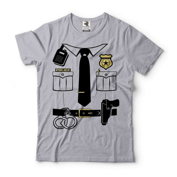 Mens Halloween Funny Shirt Police Costume Halloween Police Shirts Police Man Officer Gifts (Small Grey)