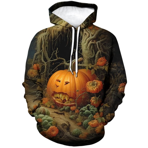 Mens Halloween Graphic Printed Hoodie Long Sleeve Loose Fit Cozy Pullover Sweatshirt for Outdoor Wear