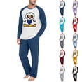 thumbnail image 1 of Mens Halloween Pajama Set Raglan Long Sleeve Cartoon Skull Graphic Top Drawstring Elastic Waist Straight Leg Pants Casual Home Loungewear, 1 of 6