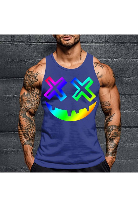 Men's Sleeveless Tank Mens Halloween Printed Personalized Fashion Blouses Tops Men Tank Top Cut Off Shirts Tank