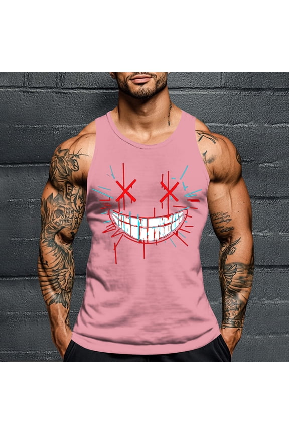 Men's Sleeveless Tank Mens Halloween Printed Personalized Fashion Blouses Tops Workout Gym Muscle T-Shirt Plus Size Tank