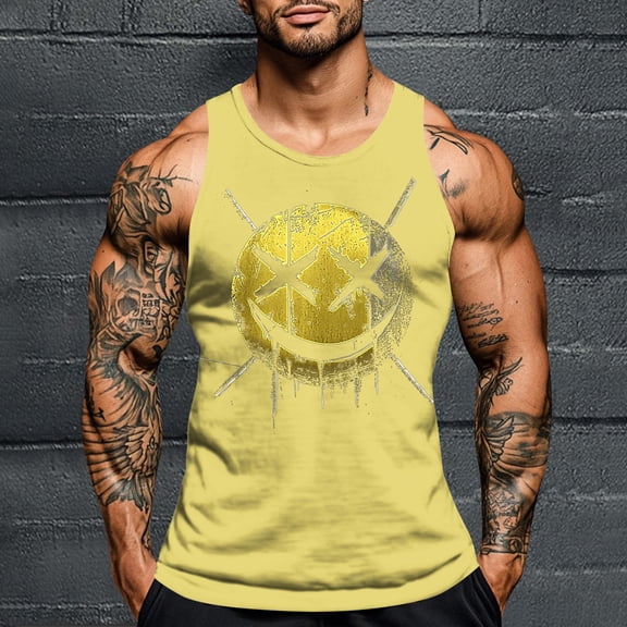 Byworldtasic Men's Sleeveless Tank Mens Halloween Printed Personalized Fashion T-Shirt Workout Gym Slim Fit Tops Scoop Neck Tank