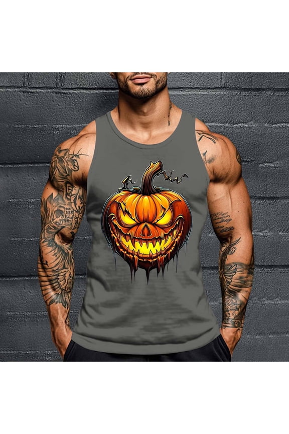 Men's Sleeveless Tank Mens Halloween Printed Personalized Fashion Tank Tops Men Tank Top Cut Off Shirts Tank