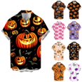 thumbnail image 1 of Mens Halloween Shirt 2025 Pumpkin Printed Short Sleeve Button Down Lapel Tops Casual Fall Comfortable Daily Wear Shirts for Men Pink XXL, 1 of 3