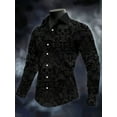 thumbnail image 1 of Mens Halloween Shirt Long Sleeve Button Down Shirts Vintage Skull Graphic Print for Holiday Formal Business Button Down Shirts Black XL, 1 of 5