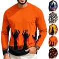 thumbnail image 1 of Mens Halloween Shirt Raglan Long Sleeve Crew Neck Funny Ghost Graphic Comfortable Casual Halloween Costumes, 1 of 5