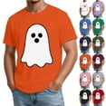 thumbnail image 1 of Mens Halloween Shirts Skeleton Castle Graphic Crew Neck Fall Costumes Spider Print Short Sleeve Cute Spooky T-Shirt L, 1 of 5