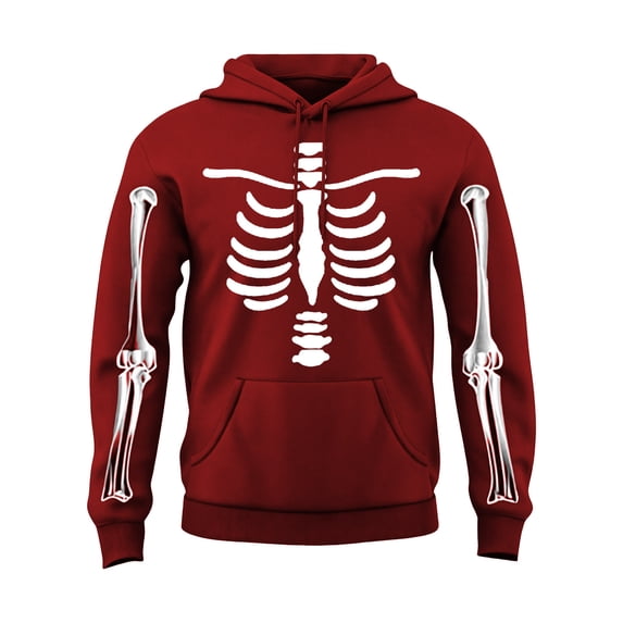 Mens Halloween Skeleton Hoodies Funny Sweatshirts with Pocket Red XXXXL