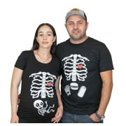 SILVER LAKE T-SHIRTS Mens Halloween Skeleton T-shirt Burger Fried and Soda Funny X-ray Ribcage Costume T-shirt (Mens Small)