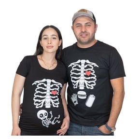 Mens Halloween Skeleton T-shirt Burger Fried and Soda Funny X-ray Ribcage Costume T-shirt (Mens Small)