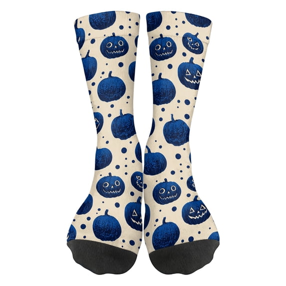 Mens Halloween Socks Funny Halloween Crew Socks for Men Women Soft Breathable Non Slip Comfort Fit Novelty Spooky Gifts for Adults Party Cosplay Daily Wear,Blue