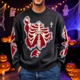thumbnail image 1 of Mens Halloween Sweater Skeleton Graphic Printed Knit Pullover Oversized Loose Fit Warm Winter Sweater Soft Casual Knitwear for Festive Wear, 1 of 3