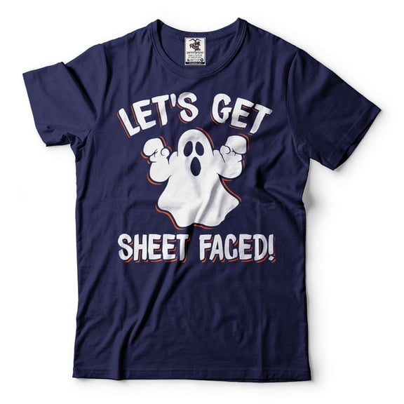 Mens Halloween T-shirt Halloween Ghost Shirt Funny Ghost Shirt Halloween Humorous Shirts (Medium Navy Blue)