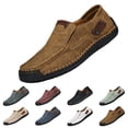 thumbnail image 1 of Mens Hand Stitching Retro Slip-On Loafers Lightweight Round Toe Non-Slip Casual Shoes for Driving Outdoor Walking, 45, 1 of 7