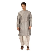 Mens Handmade Art Silk Loop Button Designer Kurta Dhoti Set/Mens Indian Sherwani