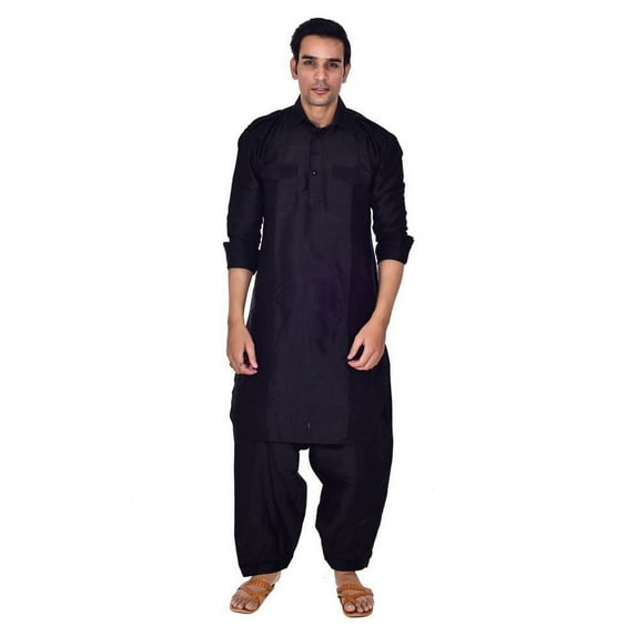 Mens Handmade Desginer Silk Blend Indian Bollywood Ethnic Wear Pathani Suit Set