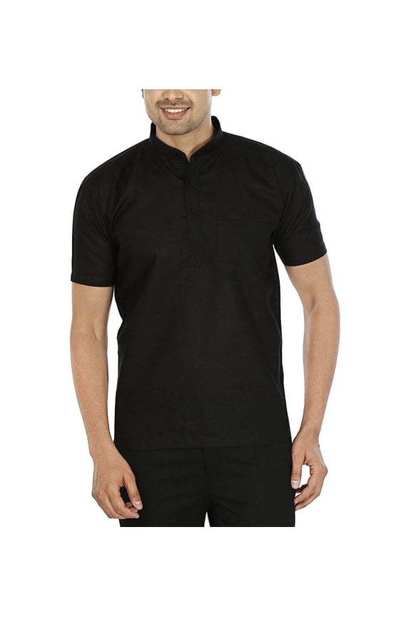 Mens Handmade Indian Cotton Short Ethnic Kurta Tunic Button Down Summer Shirt