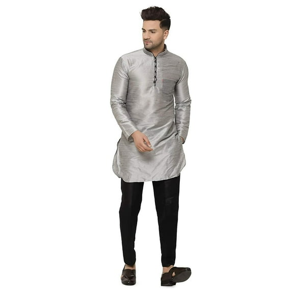 Mens Handmade Silk Blend Festive Kurta With Trouser Style Ethnic Pants Bottom