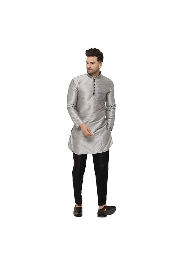 Mens Handmade Silk Blend Festive Kurta With Trouser Style Ethnic Pants Bottom