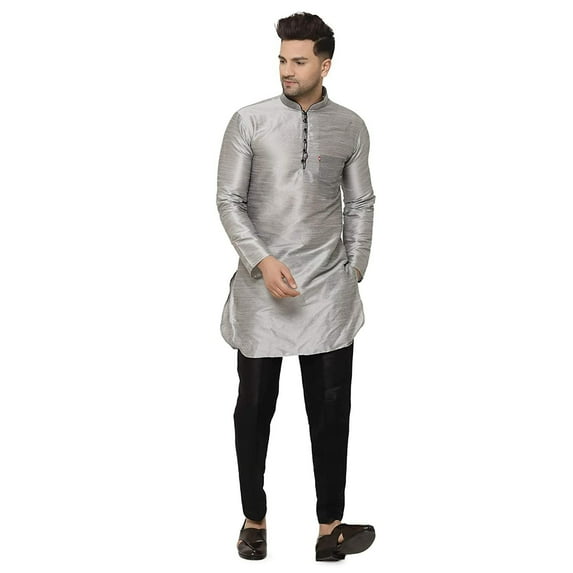 Mens Handmade Silk Blend Festive Kurta With Trouser Style Ethnic Pants Bottoms