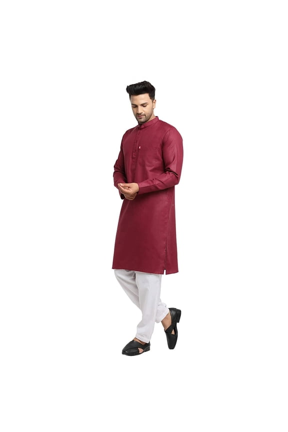 Mens Handmade Silk Blend Festive Kurta With Trouser Style Ethnic Pants Bottom