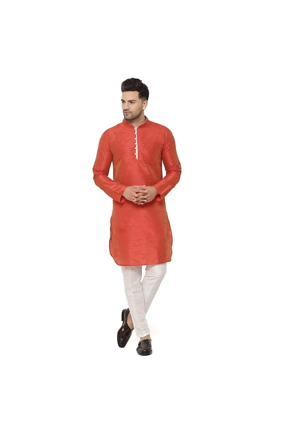 Mens Handmade Silk Blend Festive Kurta With Trouser Style Ethnic Pants Bottoms